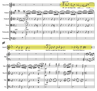 Example 4: “Gretchen am Spinnrade” motif, mm. 319–29; vocal line highlighted