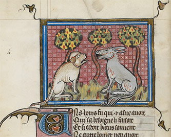 From Richard de Fournival, “Bestiare d’Amours,” BnF fr. 12148, 14th century manuscript (connected to Prof. Steel’s talk)