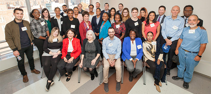 31 Brooklyn College alumni sharing their advice at the Exploring Careers Luncheon