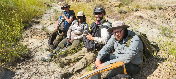 Assistant Professor Stephen Chester with students enrolled in his paleontological field school in Montana.