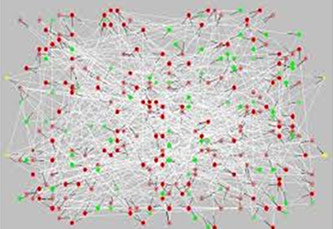 Visualization of a large social network's nodes and connections