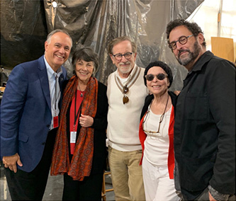 (From left) CUNY Chancellor Felix Matos Rodriguez, Virginia Sánchez-Korrol, Steven Spielberg, Rita Moreno, and Tony Kushner
