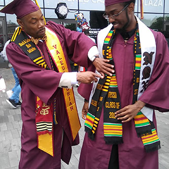 Kevin L. Jones and Shadiq Williams at Commencement, 2017.
