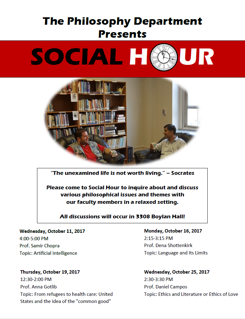 Event Flier: Philosophy Social Hour (October) 