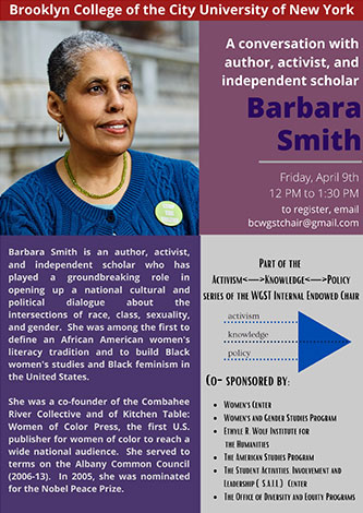 Flyer for Conversations with Barbara Smith