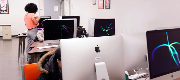 High-tech Macintosh computer labs.