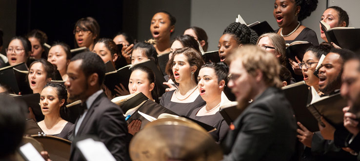 The Symphonic Choir, Conservatory Singers, and Glee Club, along with the Brooklyn College Wind Quintet and the Grace Chorale of Brooklyn, presented their annual John Hope Franklin Freedom Concert on Wednesday, February 27.