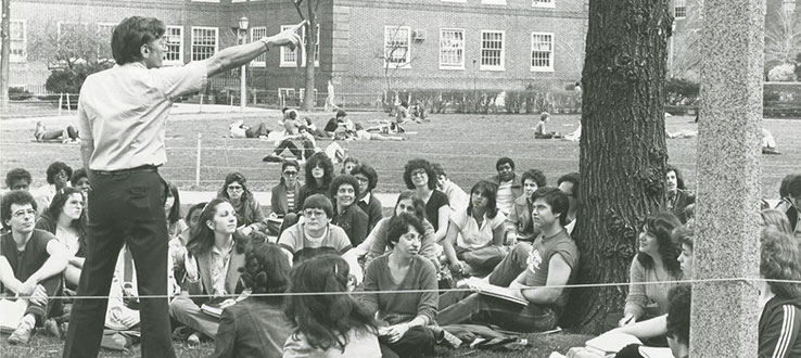 Good weather meant a class could meet on the Quad and sometimes provide a chance for students to actually see something they were reading about in textbooks. 