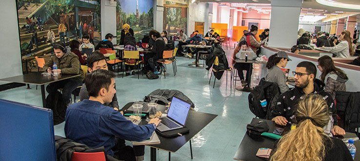 Our bright and spacious cafeteria is a great place for our students to refuel, socialize, and catch up on schoolwork.