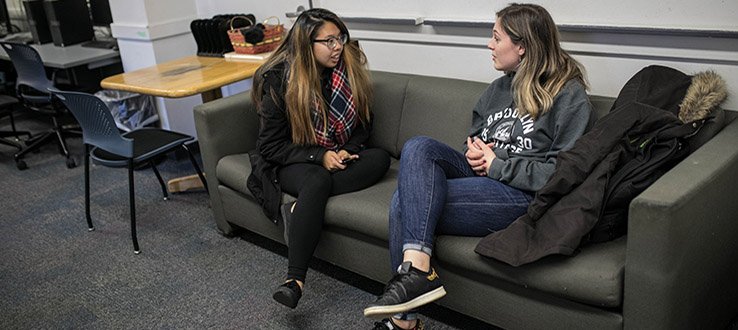 Students find plenty of comfortable places around campus to relax and exchange ideas and opinions.