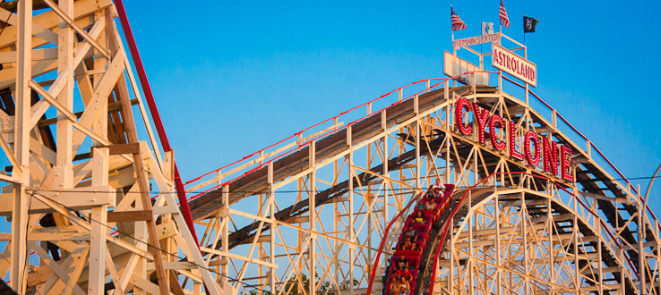 Ride the landmark Cyclone roller coaster.
