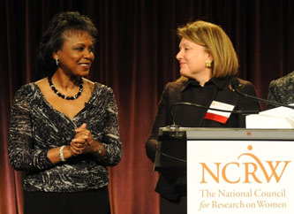 Anita Hill (left) and Marge Magner '69