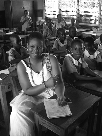 Africana studies student Chason John participates in classroom instruction in Besease, a village in the Central Region of Ghana.