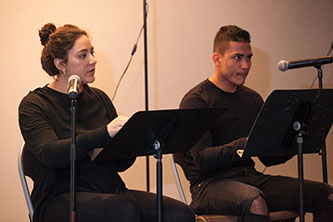 City College theater students Marissa Alejandre performs and Bibin Shrestha perform as star-crossed lovers Ronit and Jamil.