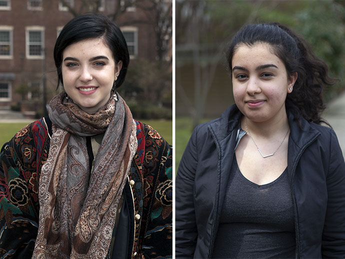 Sociology major Nina Daro (left) and Salma Mohamed of the CUNY BA program were chosen as 2018 Jeanette K. Watson fellows. Photos by Craig Stokle and David Rozenblyum.