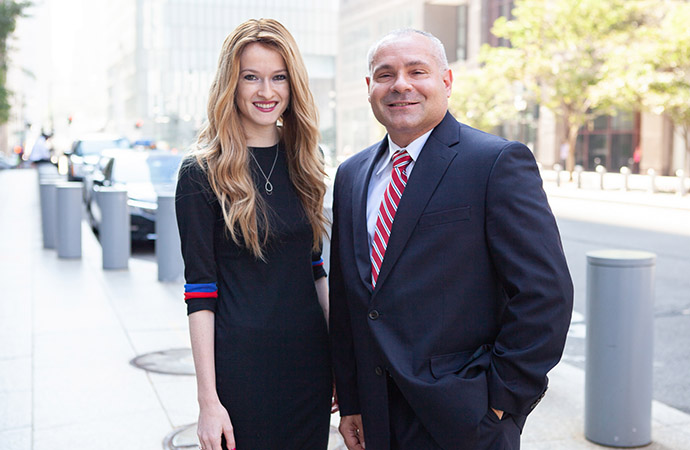 Renee Blumenfrucht '15 (left) is grateful for the mentorship and career advice she received from Leonardo Rizzi '93, which helped her obtain employment at one of the biggest financial firms in the world.