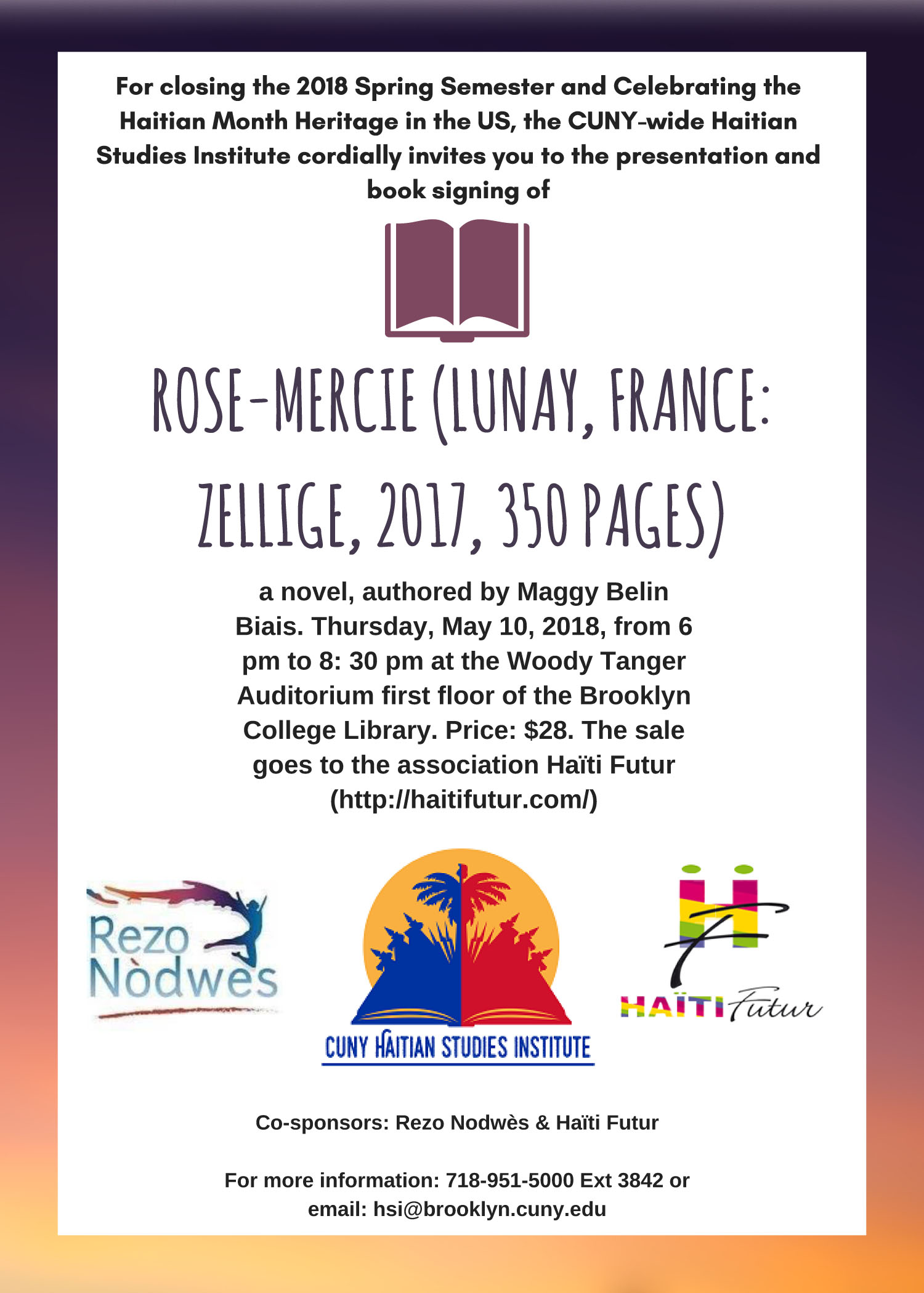 Presentation and Book Signing of <em>Rose-Mercie</em>, by Maggy Belin (a novel of the first U.S. occupation of Haiti 1915–34)