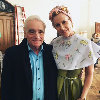 Brooklyn College M.F.A. Professor Welker White with director Martin Scorsese on the set of <em>The Irishman</em>