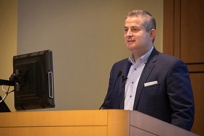 “On my father’s behalf, I bore witness today, and now you are all witnesses. You all now share in the responsibility of learning the lessons of the Holocaust,” said Lawrence Burian, son of Holocaust survivor Andrew Burian at the We Stand Against Hate lecture “A Boy from Bustina.” Theyounger Burian is committed to Holocaust education through his involvement with Yad Vashem, The World Holocaust Remembrance Center, and more recently, the USC Shoah Foundation