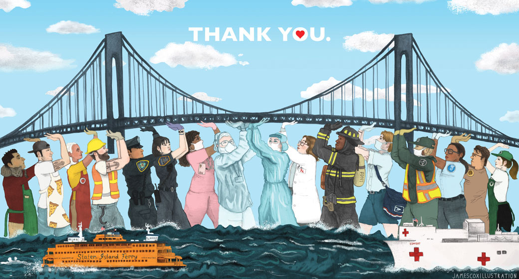 Art by M.A. student James Cox saluting COVID-19 first responders and essential workers. 