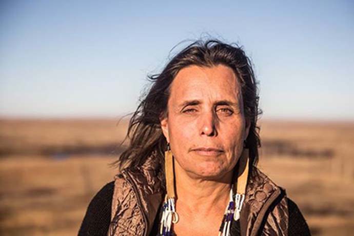 Activist, environmentalist, rural development economist, and 2020 Hess Scholar in Residence Winona LaDuke at Standing Rock Reservation in the Dakotas.