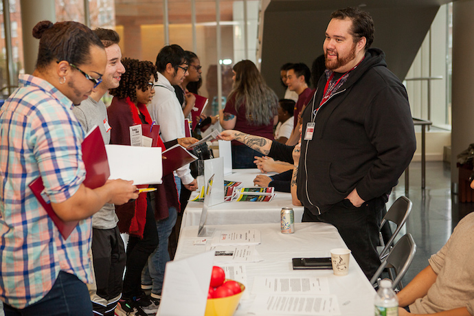 Students are welcomed at the 2019 Transfer Student Reception. The grant from The Petrie Foundation will help the college establish a 