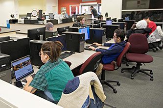 Students in the Brooklyn College computer lab.