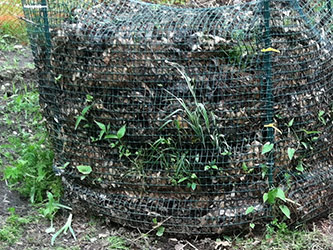 Wire bins for cold composting.