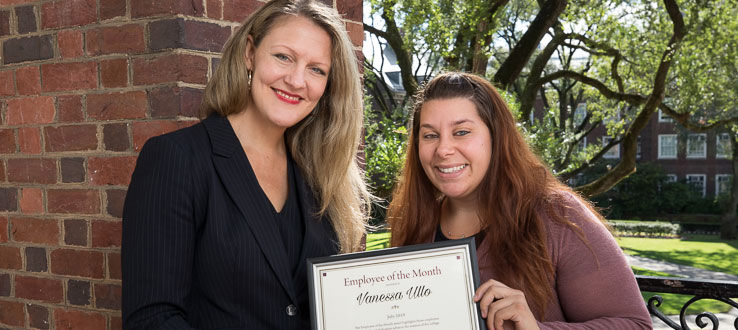 Vanessa Ullo—July Employee of the Month, with President Michelle J. Anderson.